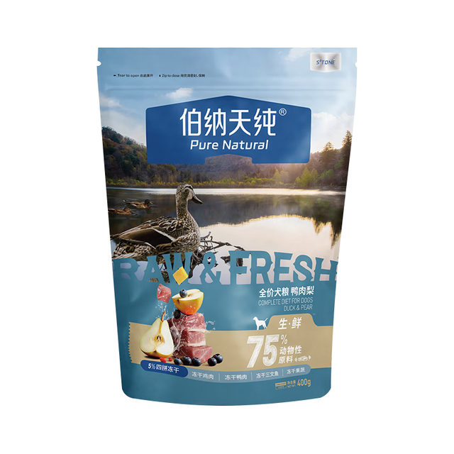 伯纳天纯 生·鲜系列Ultra全价犬粮鸭肉梨400g/包