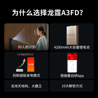 龙霆 A3FD 人脸识别 全自动电子锁