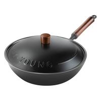 九阳钛铁不粘锅炒锅无涂层家用钛锅铁锅炒菜锅电磁炉燃气灶炊