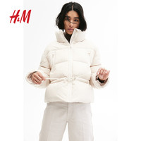 H&M女装羽绒服保暖长袖加购加绒简约时尚潮流舒适短羽绒服1262493 浅米色 S 160/88 含绒量80g