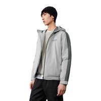 海澜之家(HLA)羽绒服男薄款秋冬时尚工装风连帽保暖外套男装休闲挺括夹克男 浅绿镶拼38 175/92A/L