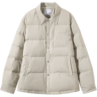 GXG男装 【衬衫式】满印老花轻薄羽绒服男士保暖外套 24冬季 浅卡其 180/XL