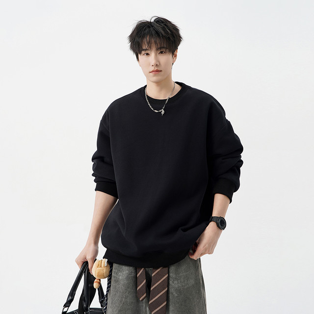 迈特优 MONTVOO 男士加绒卫衣秋冬季2025新款上衣美式重磅男装春秋长袖T恤