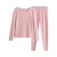 芬腾 小米有品 限时秒杀丨秋冬圆领保暖内衣套装打底衫情侣款秋衣秋裤 浅粉-F0002女款 S