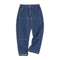 马登 MADEN工装 美式复古水洗丹宁伐木工裤宽松锥形牛仔裤男秋 牛仔蓝 30