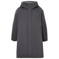 杰克·琼斯(JACK&JONES)25年冬季男装中长款羽绒服男士假两件宽松潮流连帽商务休闲外套 E39黑珍珠灰 XS (165)