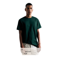 H&M男装女装T恤夏季休闲半袖正肩内搭打底衫简约上衣纯棉短袖0685816 森林绿 L 175/108