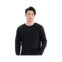 十如仕 T恤男长袖圆领纯棉内搭打底衫 T05-04 黑色 3XL
