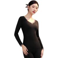 Junerose/六月玫瑰 高弹修身 女士保暖内衣套装 黑色 XL