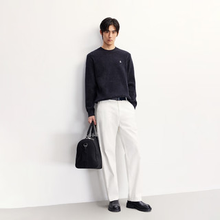 杰克·琼斯（JACK&JONES）男装秋季毛衣针织衫百搭纯色亲肤面料刺绣潮流长袖上衣225313025 E02岩石灰 M （175）