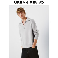 UR2025冬季男装简约气质立领拉链半开襟针织衫UMM950028 冷灰 XS