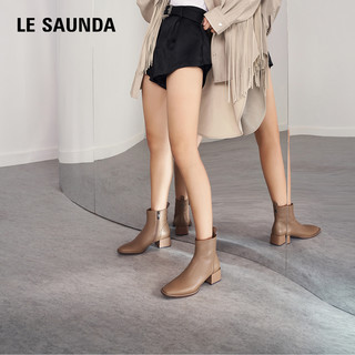 【达人直播】莱尔斯丹 le saunda奶油乳酪2025秋冬真皮切尔西女短靴 【牛皮款】黑色 BKL 10-20天 37