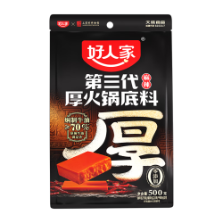 好人家 第三代厚火锅底料500g 0添加火锅底料牛油麻辣香锅家庭聚会调料 厚火锅底料500g实惠装