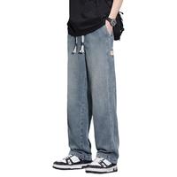 Lirdn Lee星空纹牛仔裤男士春夏季2025潮牌美式阔腿休闲宽松直筒裤子男 8061-复古蓝 3XL （160-175斤）