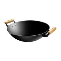 中福双耳铁锅炒菜锅家用铸铁锅炒锅无涂层老式生铁陆川铁锅