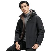 罗蒙(ROMON)【石墨烯】短款连帽羽绒服男2024冬季户外工装加厚保暖外套男 黑色 170(110-120斤)