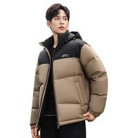 ROMON/罗蒙 可拆卸帽短款 男士羽绒服 黑拼卡其 170/M
