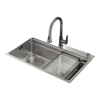 九牧(JOMOO)水槽大单槽小牧卫浴厨房洗菜一体盆智能飞雨加厚多功能304不锈钢 去农药残留+赠抽拉龙头77*48*22