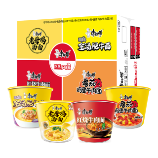 康师傅 方便面 老母鸡汤面3+金汤肥牛面3+红烧牛肉面3+番茄鸡蛋面3 110g*12桶