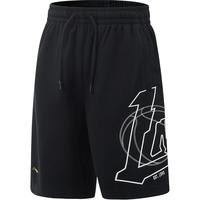 李宁 LI-NING童装儿童运动短裤男女小大童棉感毛圈五分短卫裤140YKSV071-1 黑色-1