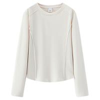 森马长袖T恤女冬鱼骨分割上衣正肩修身纯色2025显瘦软糯衣服