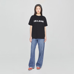 Lee LUT0098404LE 圆领字母印花 黑色 XL 短袖T恤