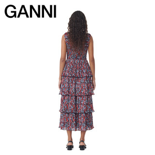 【甄选】GANNI女装 碎花荷叶边方领蛋糕裙连衣裙F9193472