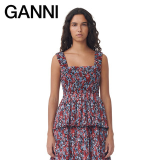 【甄选】GANNI女装 碎花荷叶边方领蛋糕裙连衣裙F9193472