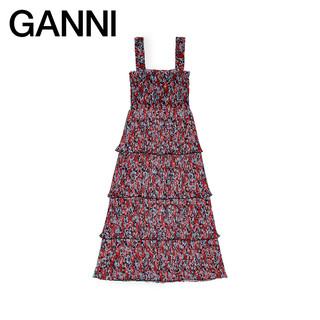 【甄选】GANNI女装 碎花荷叶边方领蛋糕裙连衣裙F9193472