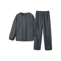 幸棉(LUCKMEEY)麻花绒珊瑚绒家居服套装男女睡衣长毛绒保暖可外穿防静电套头 女款奶油白 M (女款90-110斤) 女款米白色
