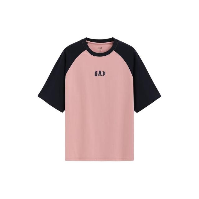 Gap 纯棉logo撞色插肩短袖T恤