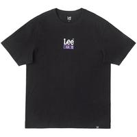 李 Lee24早春舒适版型撞色字母印花圆领男短袖T恤潮LUT0055314LE 黑色(尺码偏大,拍小一码) S