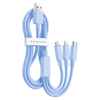 闪魔 数据线三合一手机充电线66w多功能一拖三快充线车载适用于苹果华为Type-C安卓 灰白色1.2米【3.5A快充|久用不坏】