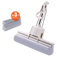 大卫免手洗胶棉拖把家用吸水拖布海绵滚轮式地拖一拖净 M9 PLUS胶棉拖把(1杆3头)