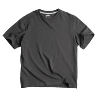 移动端、京东百亿补贴：马登 工装 美式休闲圆领T恤男vintage宽松夏季短袖阿美咔叽纯色打底衫 深灰色 版型宽松 S（165/90A）