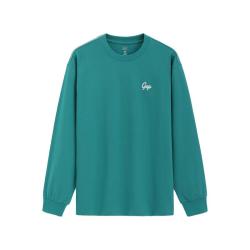 Gap 男女装秋季钩针logo圆领长袖T恤简约百搭上衣723828 青绿色 L (175/96A)亚洲