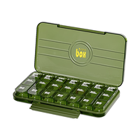 bicoy 百草园 药盒便携药物药品分装盒子吃药提醒器七天一周每日早中晚随身分药 21格-透明绿 7天