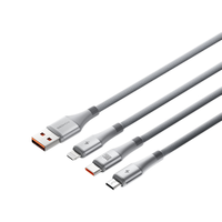 罗马仕数据线三合一充电线6A快充100W/66W充电器线一拖三头适用华为Type-C苹果iPhone16/15手机车载1.2m