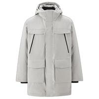 佐丹奴男装鸭绒工装多口袋可卸帽中长款羽绒服 01072613