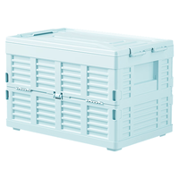 名创优品MINISO户外露营折叠整理收纳箱车载玩具储物箱汽车后备箱38L蓝色 【加厚款-3秒折叠】38L蓝色1个装