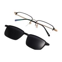 潮库眉线框偏光套镜近视太阳镜男女款开车司机夹片户外墨镜合集 T5001黑金色 配1.67防蓝光0-1000度