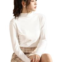 诗莉奥(SHILIAO)半高领打底衫女秋季修身薄款内搭长袖黑色t恤上衣 白色 XL (适合115-145斤) XL码(115-145斤)