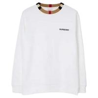 BURBERRY/博柏利 男士白色棉质拼色领口字母印花长袖卫衣