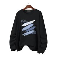 真维斯(JEANSWEST Z+)纯棉圆领长袖T恤男春秋款休闲简约趣味印花内搭男士打底衫上衣 黑(雨后森林深) M