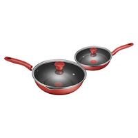 特福（Tefal）锅具套装煎炒锅不粘锅煎锅家用炒菜锅红点感温电磁炉燃气灶通用 24CM煎锅+炒锅【带盖】 32cm