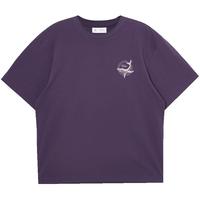 杰克·琼斯（JACK&JONES） 春夏纯棉字母图案胶印商务休闲通勤宽松短袖T恤男装225201056 XS E36葡萄紫 常规