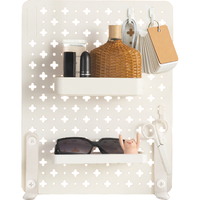班哲尼 洞洞板免打孔玄关置物桌面书衣架墙面厨房挂钩收纳柜配件套装 中号(36*28cm)