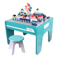 铭塔 MingTa积木桌玩具  男女孩学习用餐多功能大颗粒 实木款一桌一椅+200粒大颗粒积木