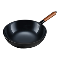 AUX奥克斯手工纯铁锅 家用炒菜锅 无涂层不粘锅炒锅 圆底手工精铁锅30cm 家用30cm精铁锅【2-3人】 30cm