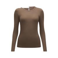 蕉内热皮保暖内衣女士打底衫圆领美体肌底衣棉感发热秋衣保暖衣 【圆领】琉璃棕 XL